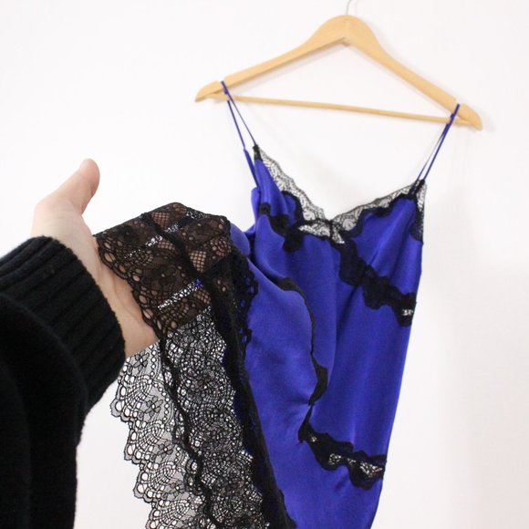 *Vintage Victorias Secret Blue & Black Lace Baby Doll - Picture 3 of 5